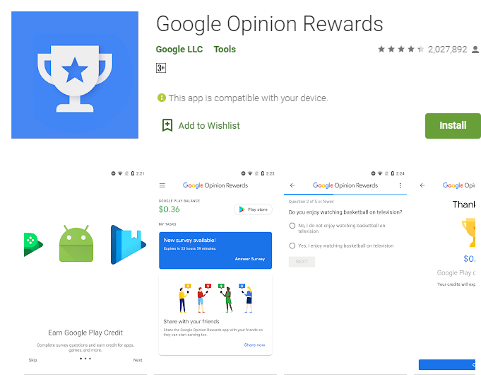 вознаграждения за мнение google