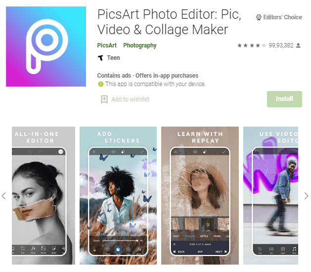 picsart fotoğraf düzenleyici uygulaması