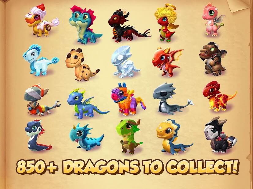 Más de 850 dragones para coleccionar